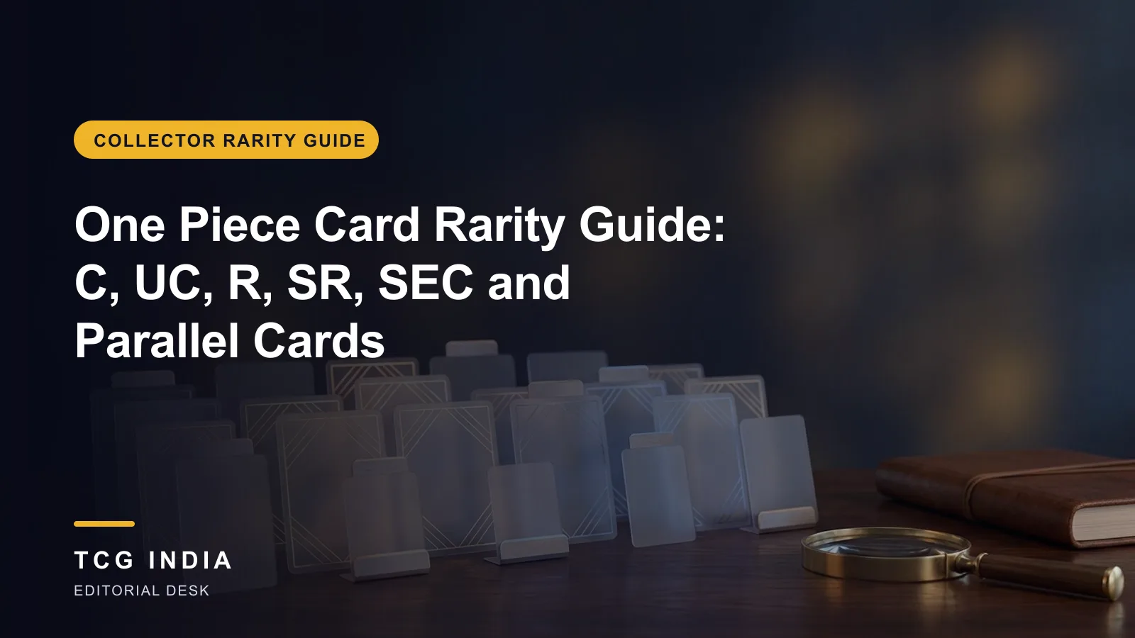 TCG India editorial cover: One Piece Card Rarity Guide: C, UC, R, SR, SEC and Parallel Cards