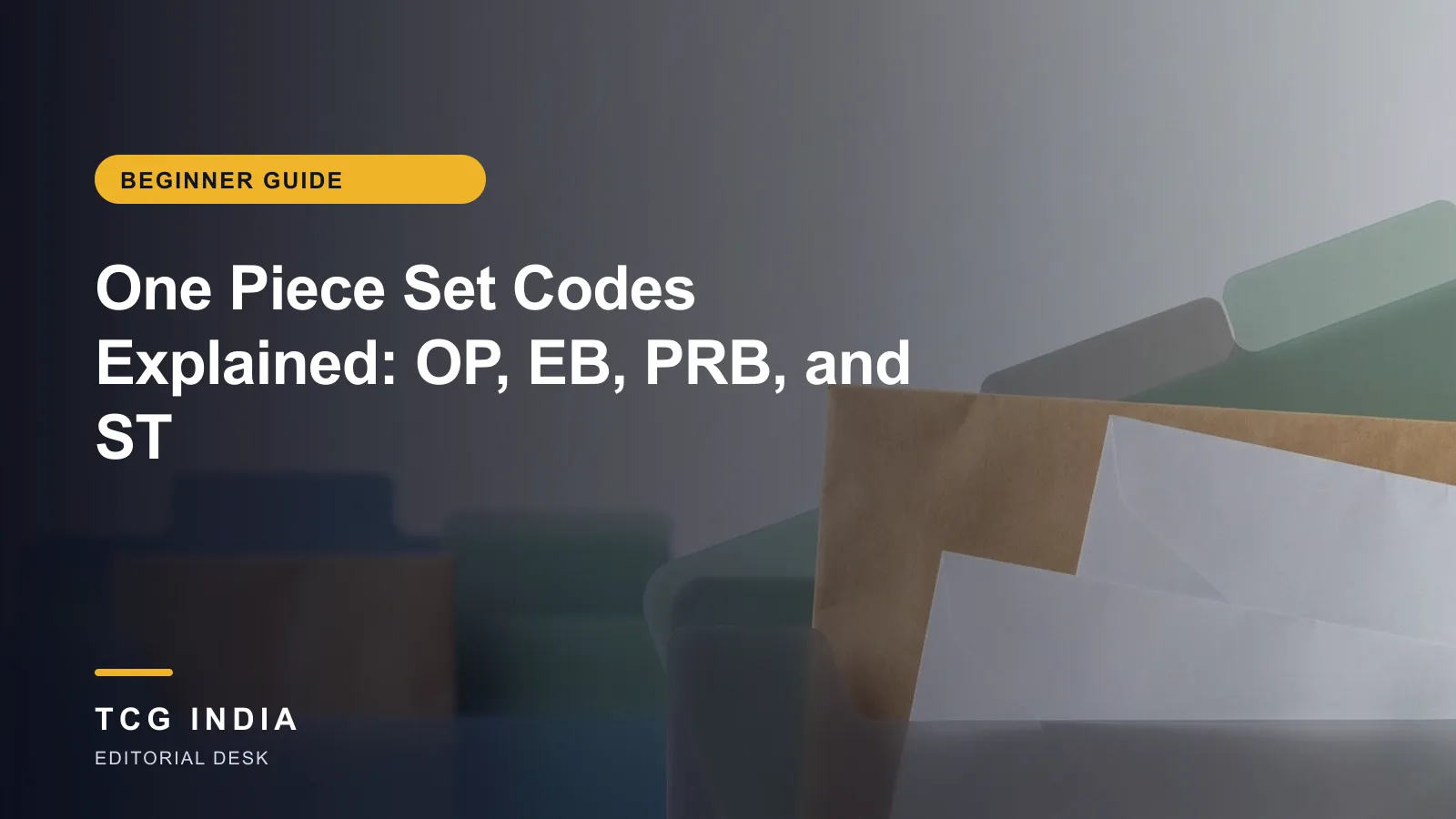 TCG India editorial cover: One Piece Set Codes Explained: OP, EB, PRB, and ST