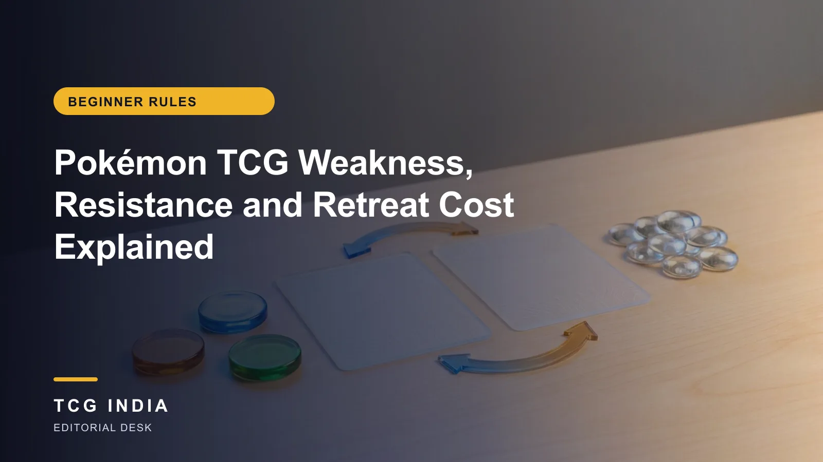 TCG India editorial cover: Pokémon TCG Weakness, Resistance and Retreat Cost Explained