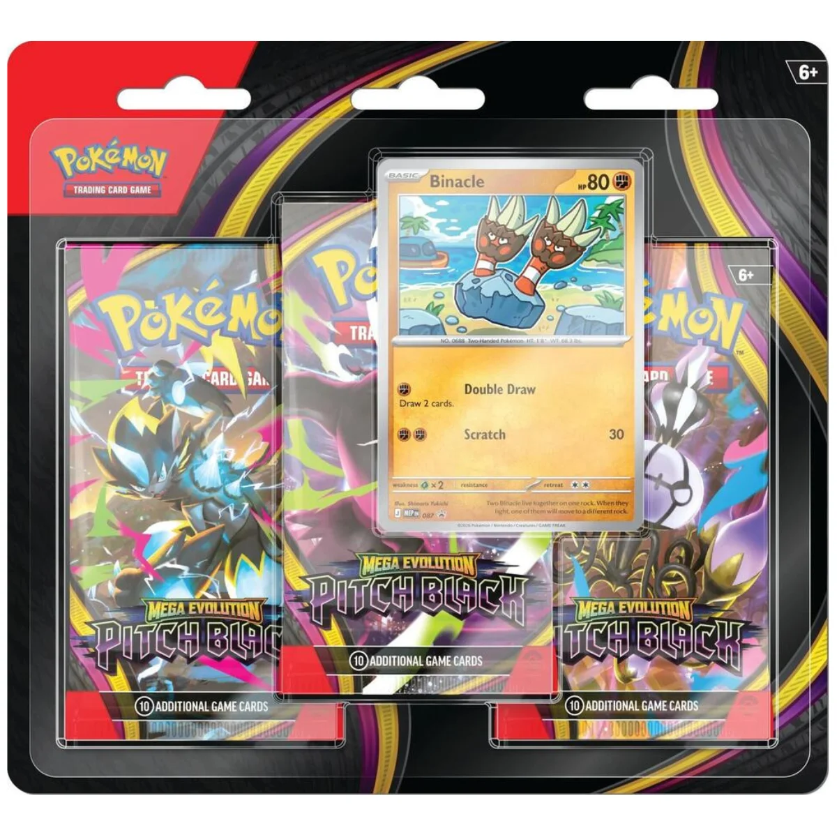 Pokemon TCG Mega Evolution—Pitch Black 3-Pack Blister (Binacle)